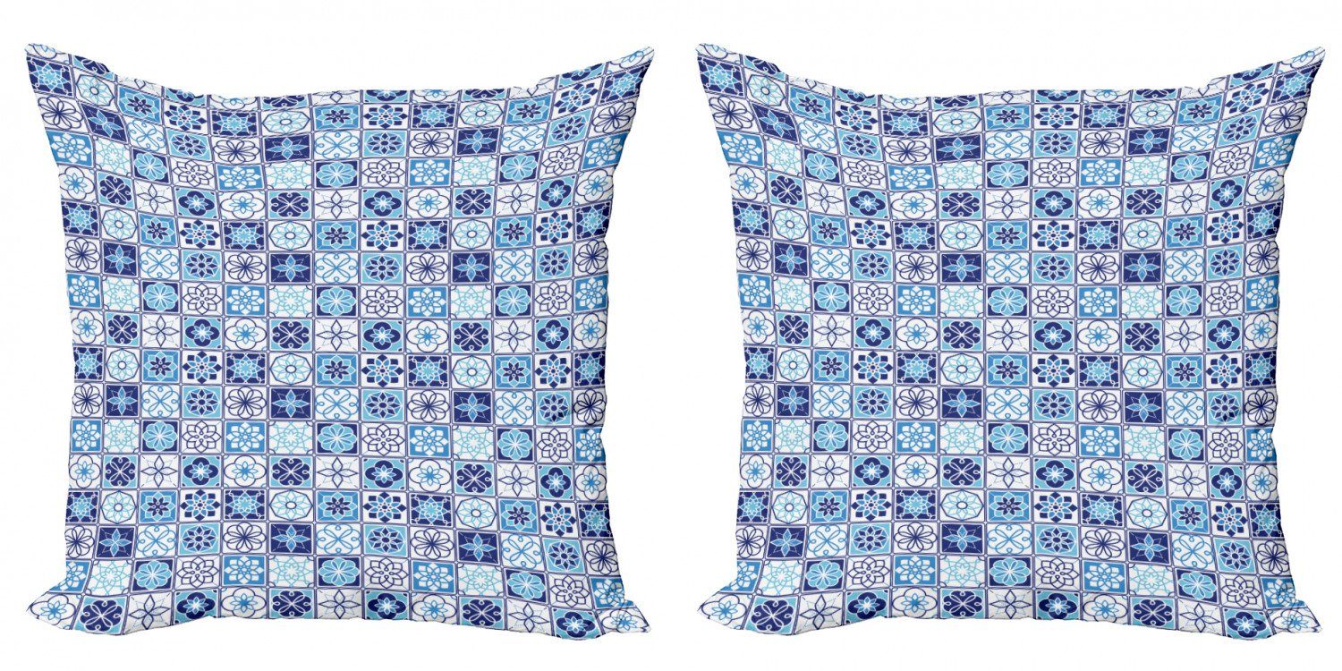 Kissenbezüge Modern Accent Doppelseitiger Digitaldruck, Abakuhaus (2 Stück), Azulejo Blumenmotiv Squares
