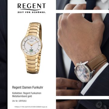 Regent Funkuhr Regent Damen Uhr FR-263 Metall Funkwerk, Damen Funkuhr rund, klein (ca. 30mm), Metallarmband
