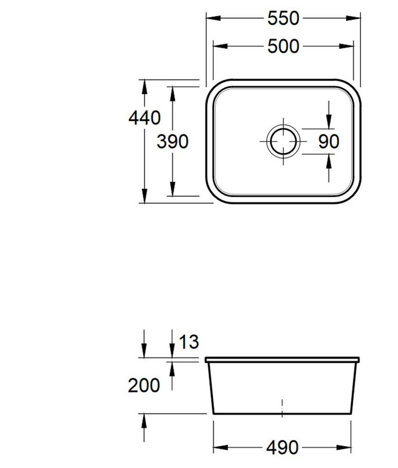 Thumbnail - Villeroy & Boch Küchenspüle 6706 01 i4, Rechteckig, 55/20 cm, Unterbauspülung, Geschmacksmuster geschützt