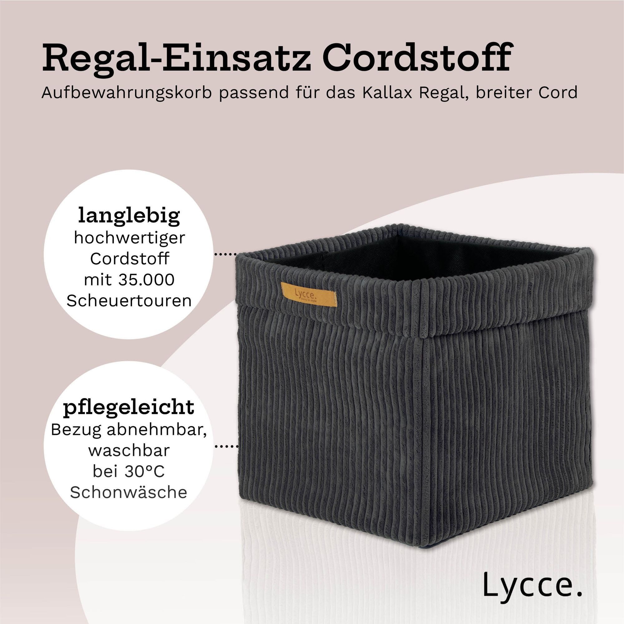 Lycce Regalkorb Kallax Boxen Cord 1 Stk. grau, Aufbewahrungsbox faltbar 33x33x31cm (1 St)