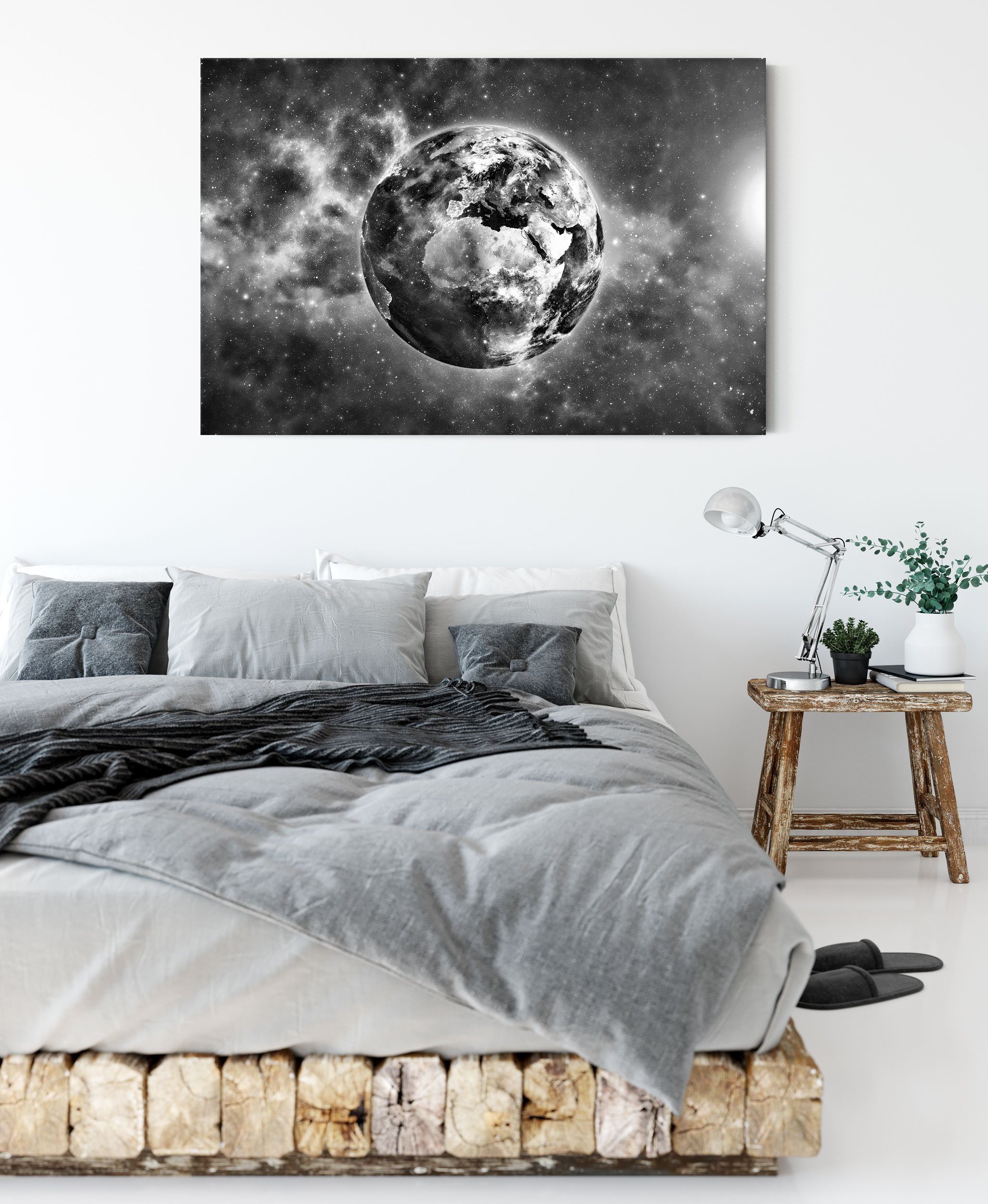 Pixxprint Leinwandbild Erde im Universum, Erde im Universum (1 St), Leinwandbild fertig bespannt, inkl. Zackenaufhänger