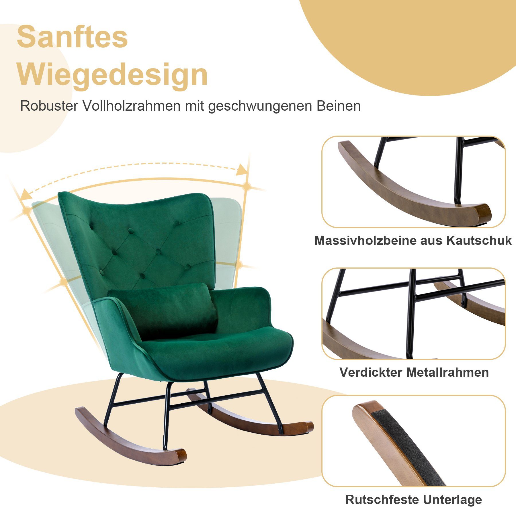 HomeMiYN Schaukelstuhl Schaukelstuhl Wohnzimmer Samt mit günstig online kaufen