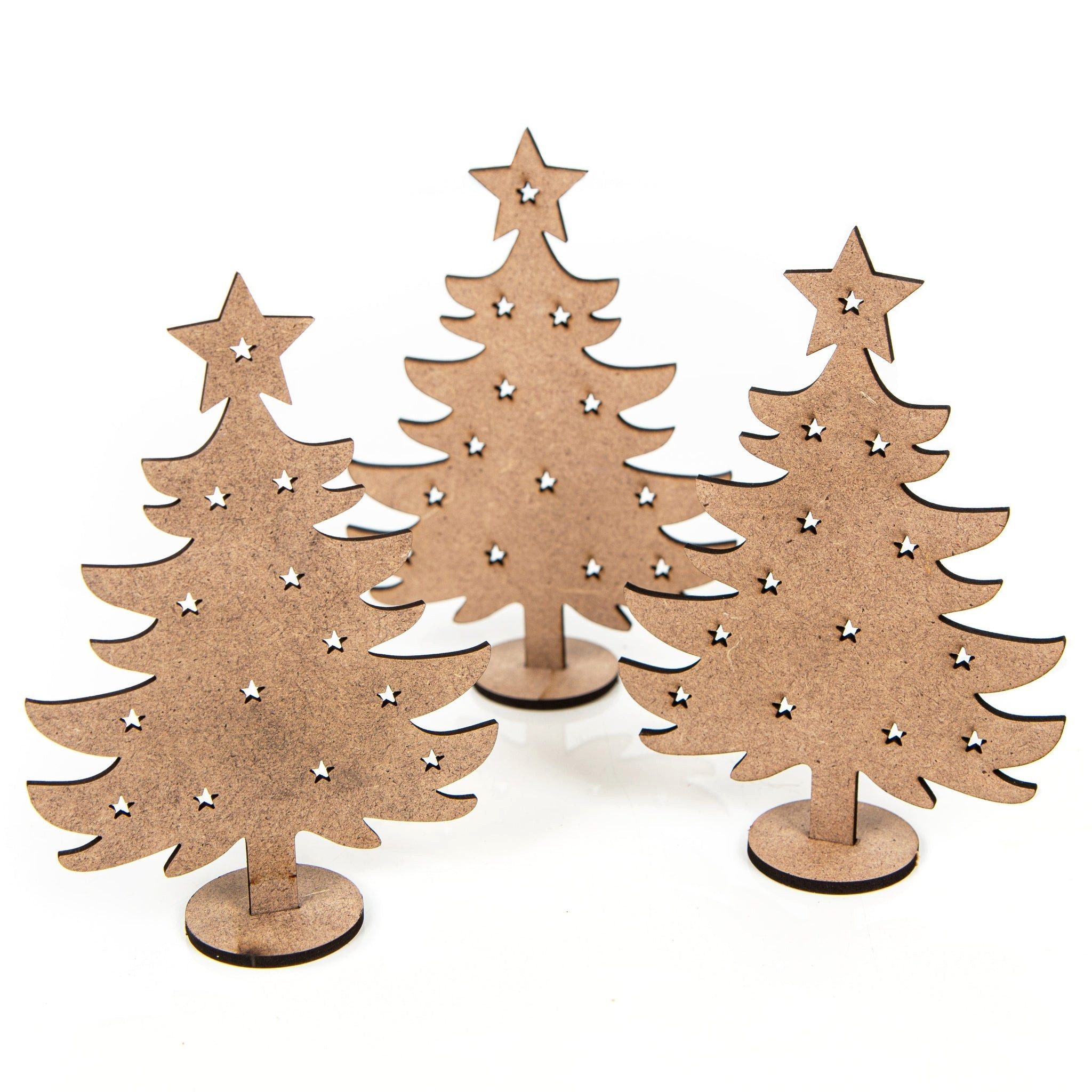 Logbuch-Verlag Dekofigur 3 kleine Weihnachtsbäume aus Holz - Baum Miniatur flach zum Stecken -