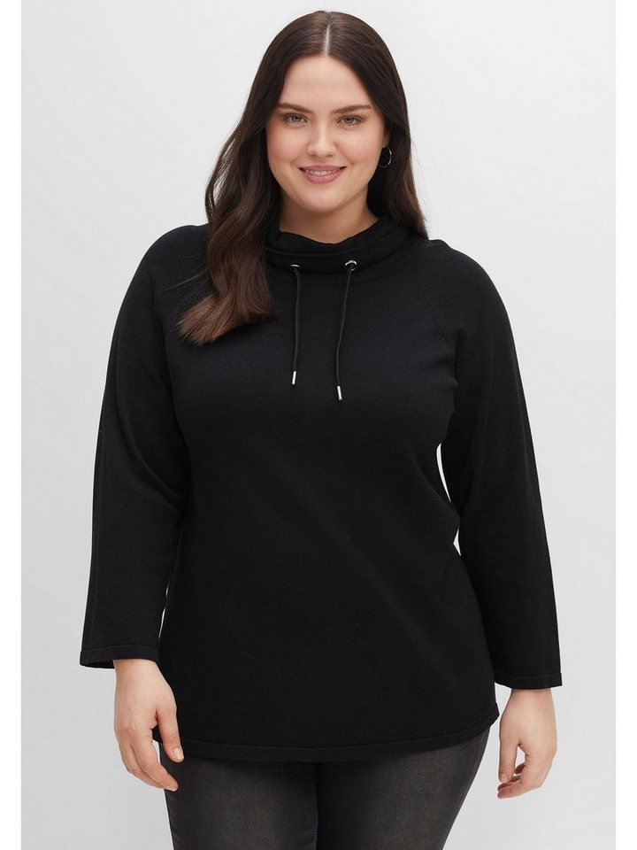 Sheego 3/4 mit weitem Große Arm-Pullover Stehkragen Größen