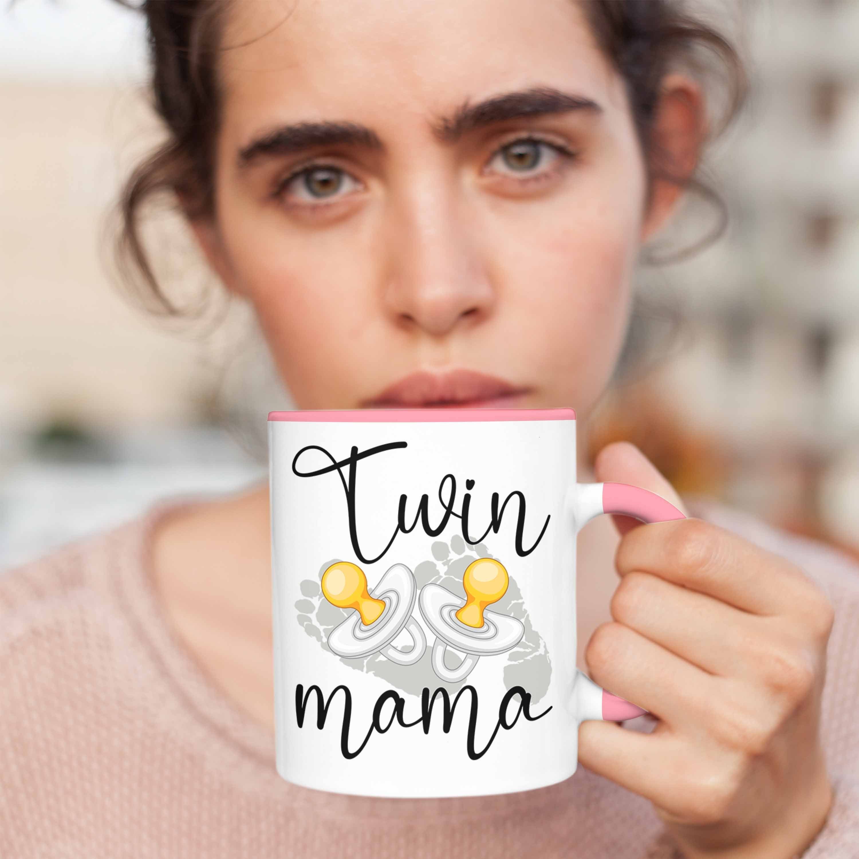 für Tasse von Tasse Trendation Zwillingen Zwillinge Rosa "Twin Mütter Mama" für Geschenkidee