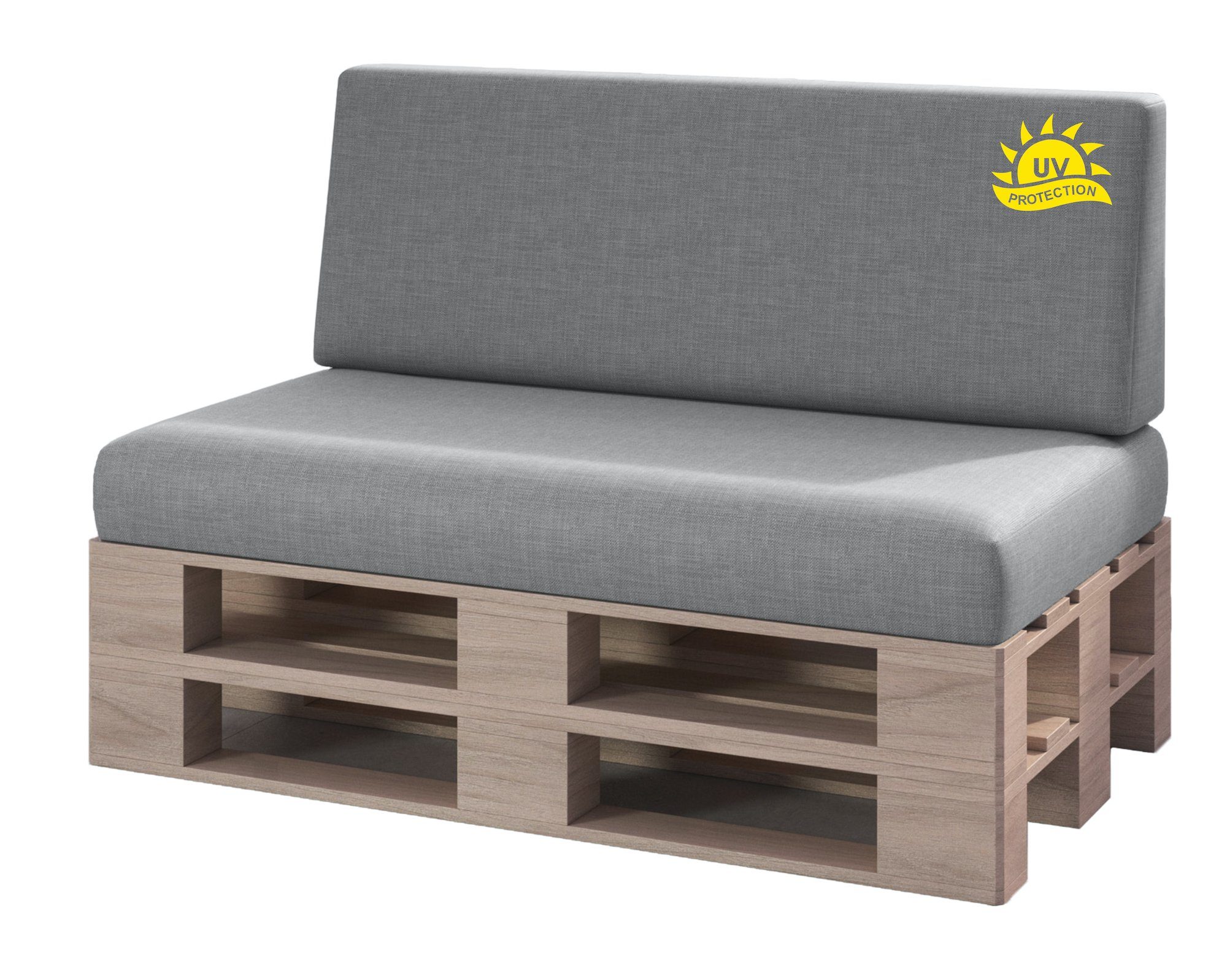 sunnypillow Palettenkissen Milano - 2er Set Palettenauflage mit abnehmbarem Bezug Kaltschaum, 2er Set Sitz- und Rückenkissen