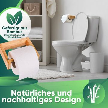 Loco Bird Toilettenpapierhalter aus Bambus und ohne Bohren (Selbstklebender Klopapierhalter Holz, Inkl. Klebeband + Schrauben), Toilettenpapier Klopapier WC Papier Halterung