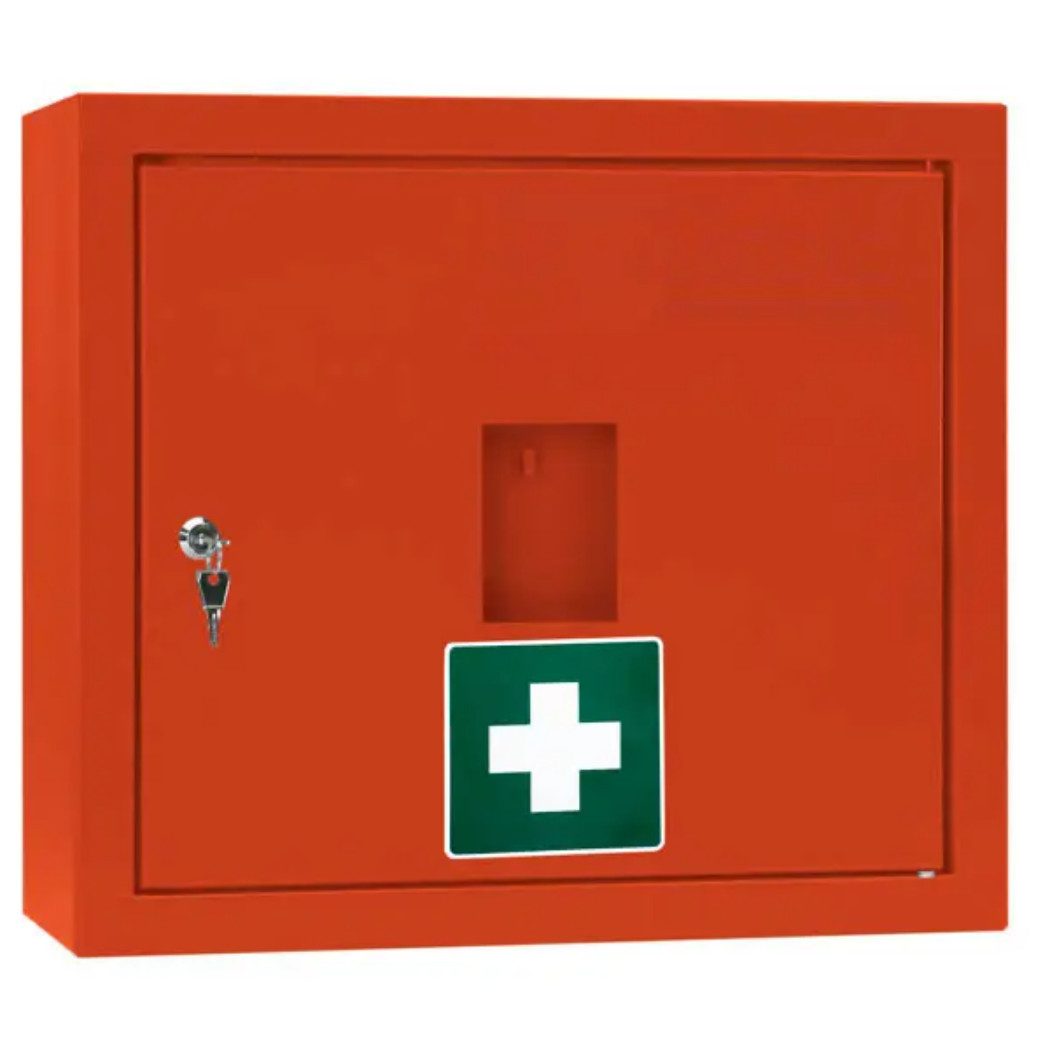 DocMed Erste-Hilfe-Set Verbandschrank Typ 1, (Medizinischer Aufbewahrungsschrank, 1 St), Stabil & standfest, Lieferbar in Weiß