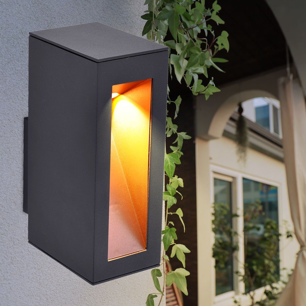 Warmweiß, Gartenlampe etc-shop fest LED-Leuchtmittel Wandlampe Alu LED Außen-Wandleuchte, Haustürleuchte Außenlampe verbaut, anthrazit