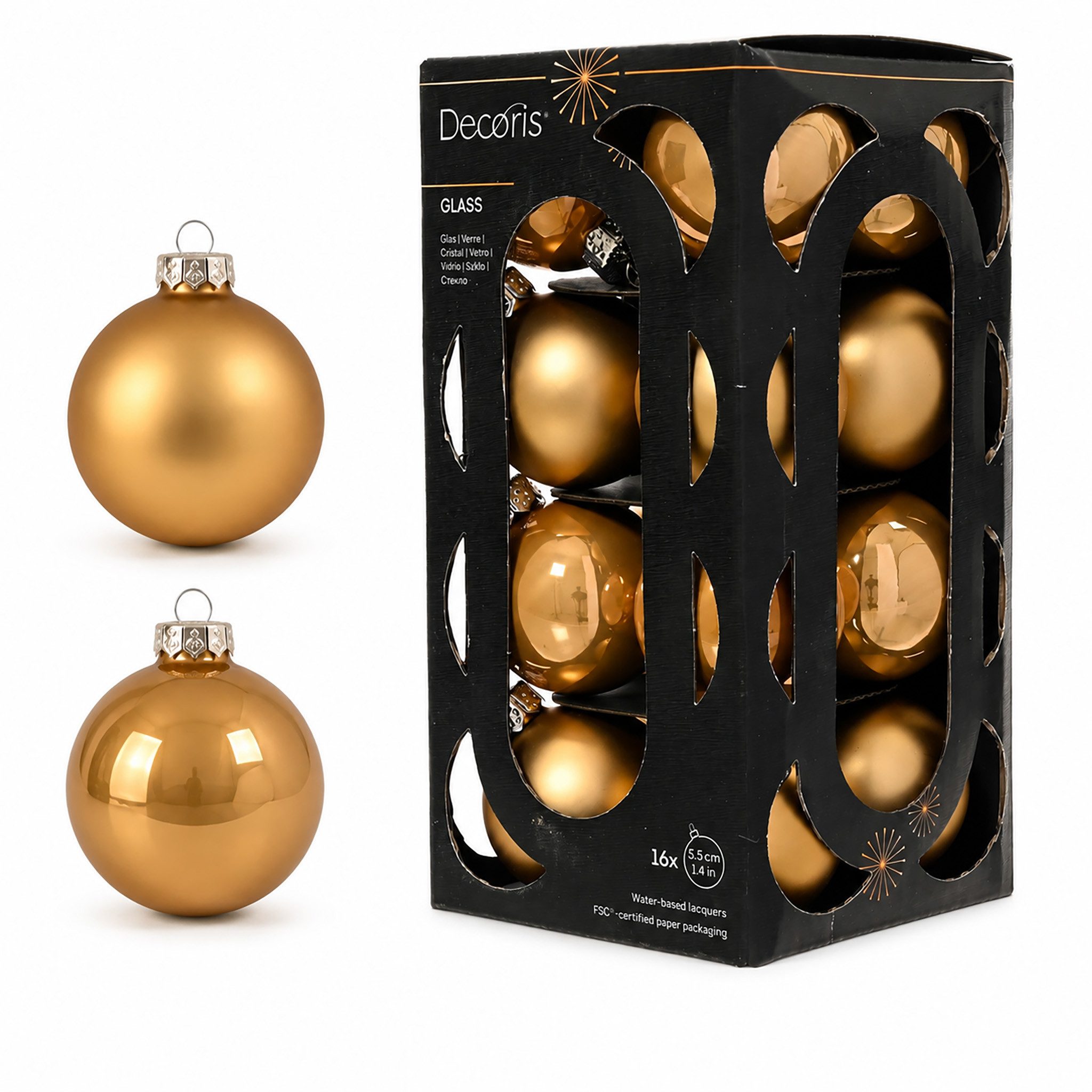 Kaemingk Weihnachtsbaumkugel, Weihnachtskugeln Glas 3,5cm 16 Stück - Karamellbraun