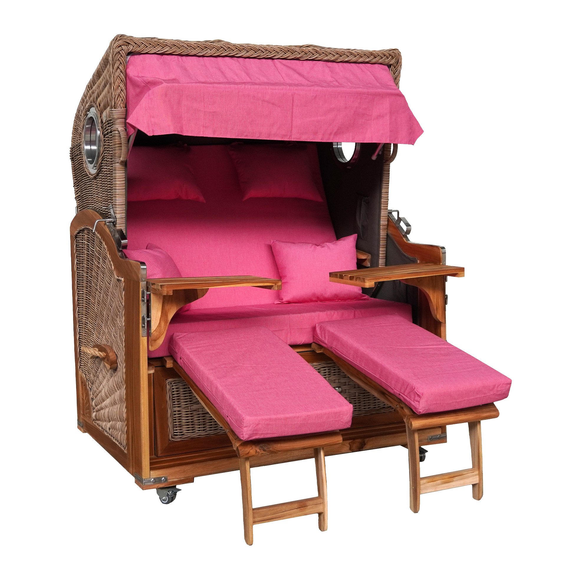 WebaVita Strandkorb Webavita Strandkorb Bali Teak Rosa, Strandkorb
