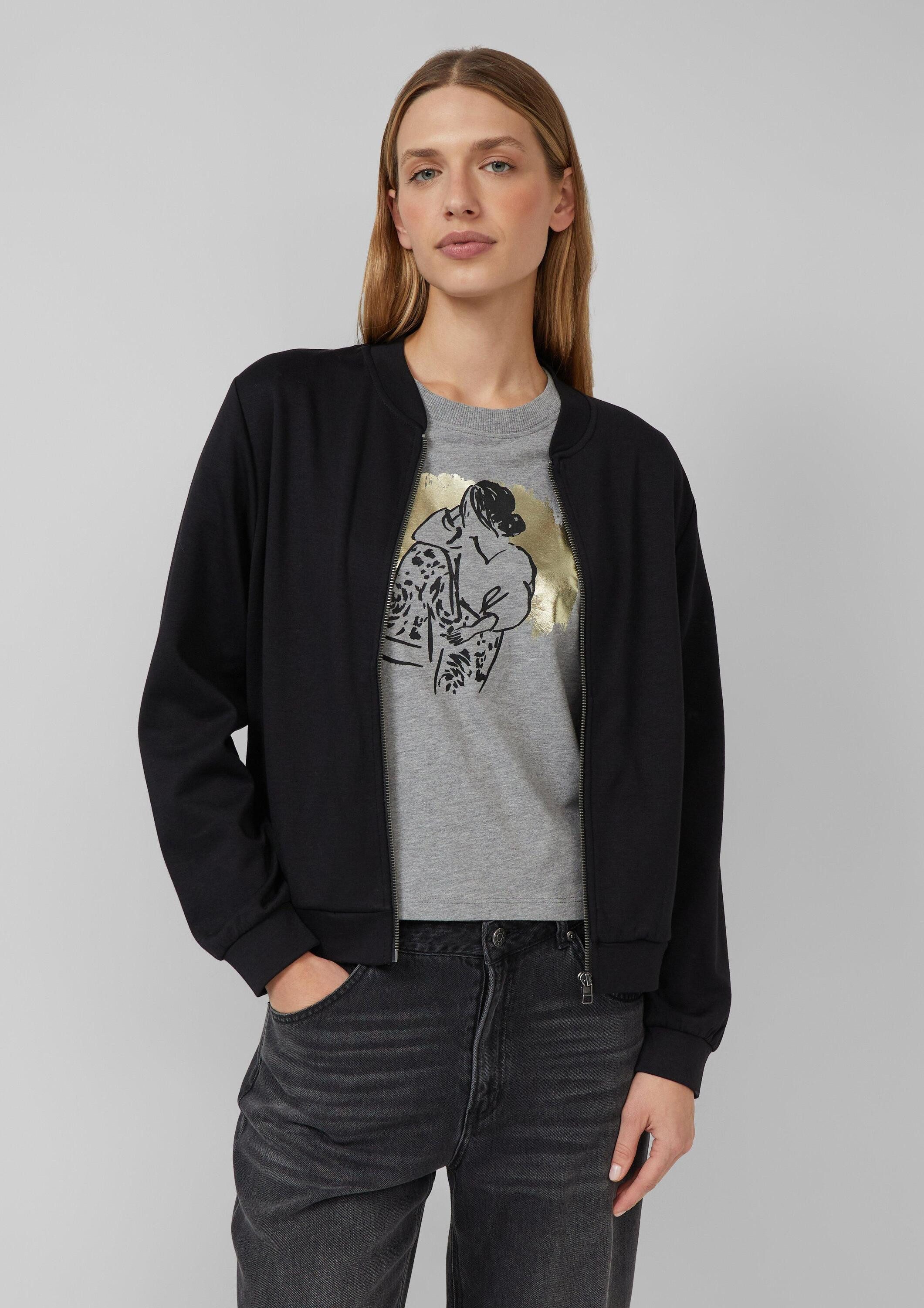 s.Oliver Sweatjacke Sweatshirt Jacke Weicher Interlock-Blouson mit Eingriff günstig online kaufen