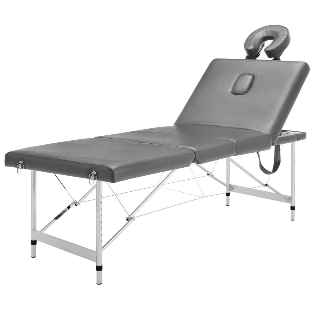 vidaXL Massageliege Massagetisch 4 cm 186×68 Aluminiumrahmen Zonen Anthrazit mit