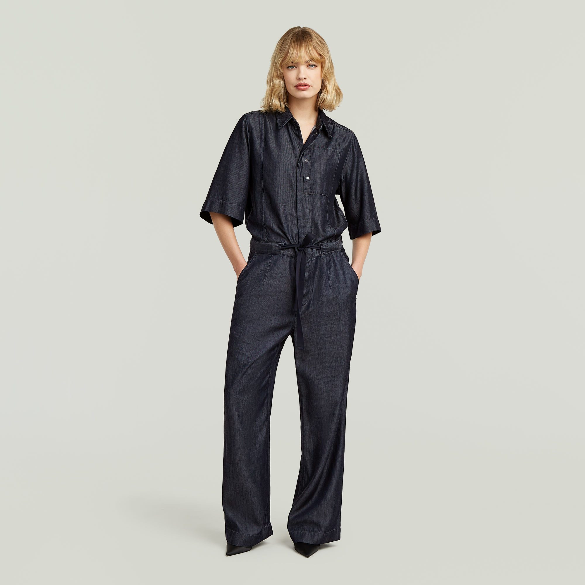 G-STAR Jumpsuit JMP Regular mit Hemd-Details, Denim-Look, Regular Fit