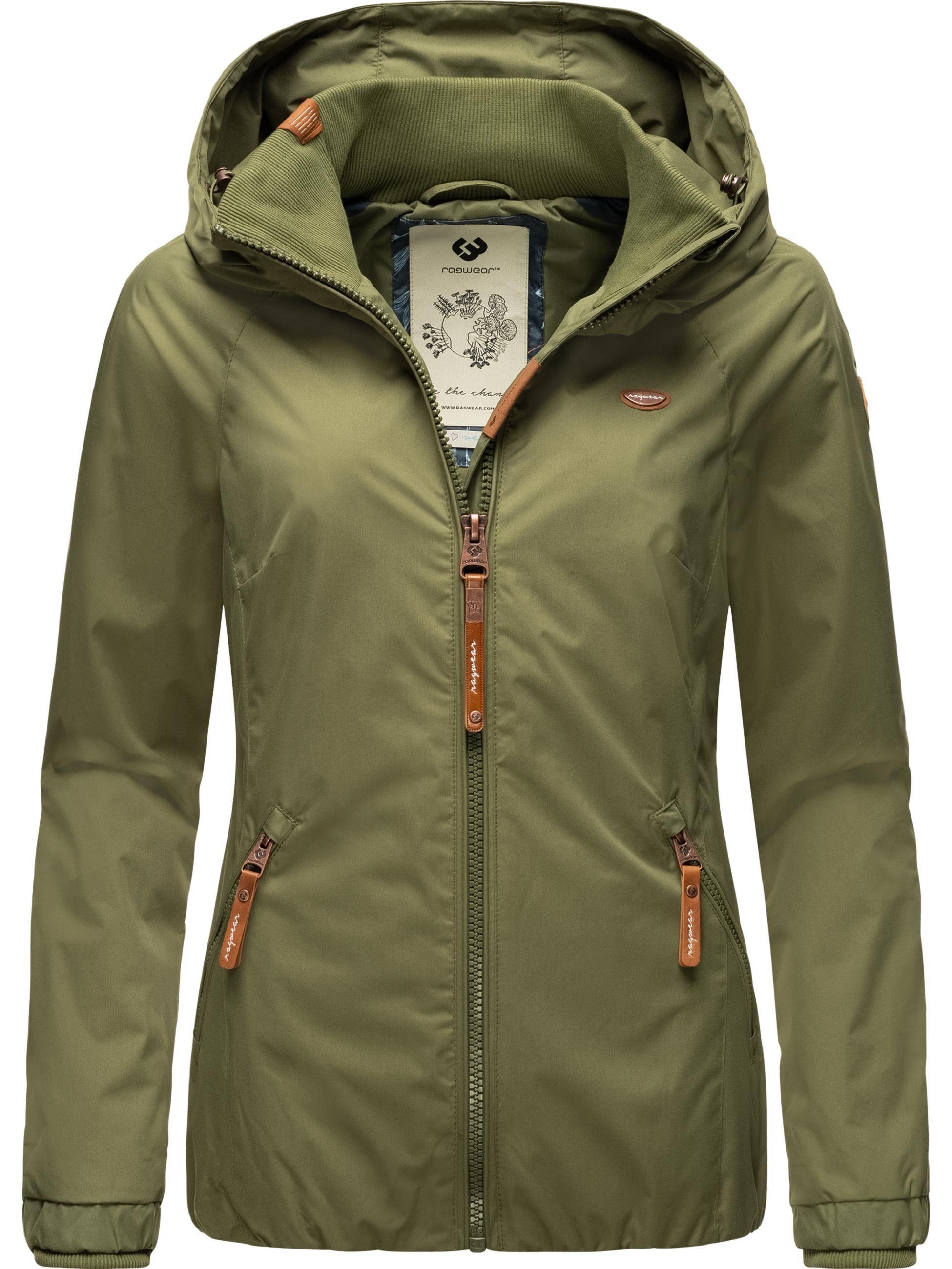 Outdoorjacke Übergangsjacke Ragwear Olive21 stylische großer Kapuze mit Dizzie