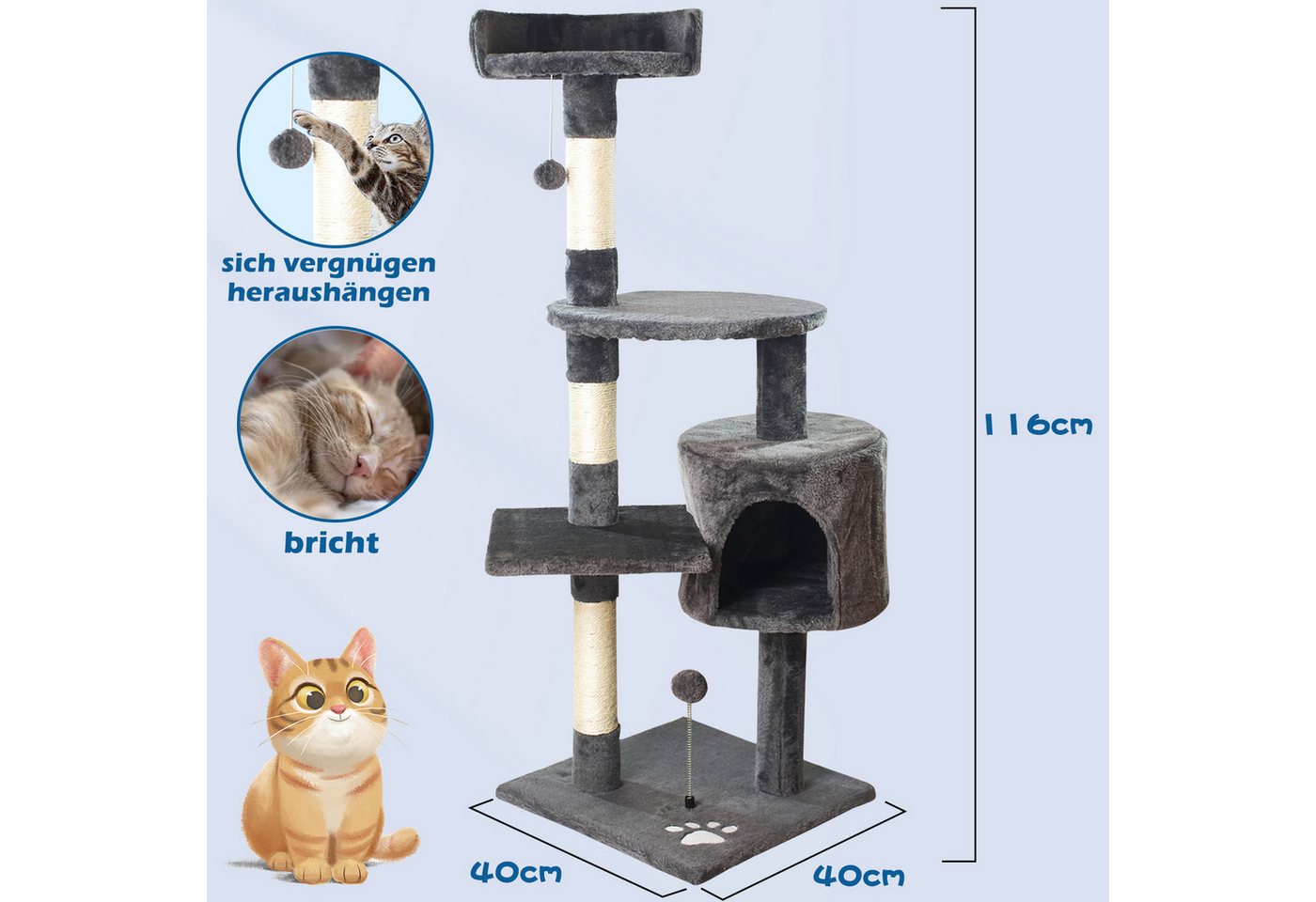 Thumbnail - ibettertec Kratzbaum katzenbaum 4 Ebenen Deluxe katzenkratzbaum für Katzen Katzenspielzeug
