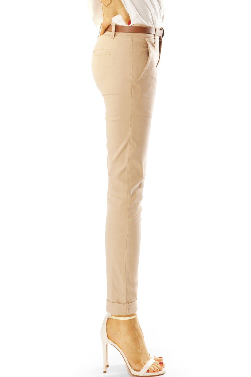 be styled Chinohose Hüftige j10m-3 beige Damen in Hose Chino Stretch, Stoffhosen - Unifarben Hüfthosen mit 