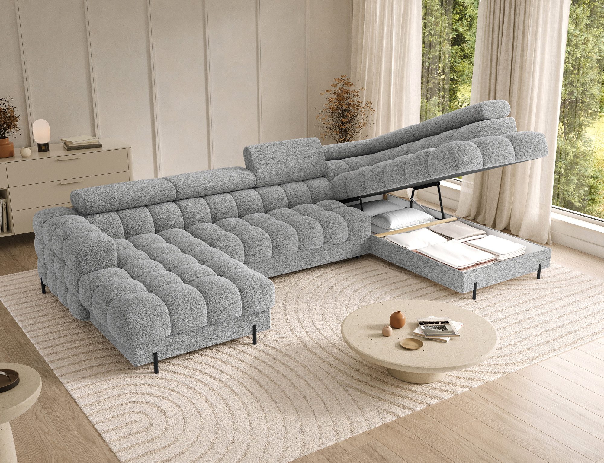 Lukas Möbel Wohnlandschaft Deisgner XXL-Sofa in U-Form Falco mit Schlaffunk günstig online kaufen