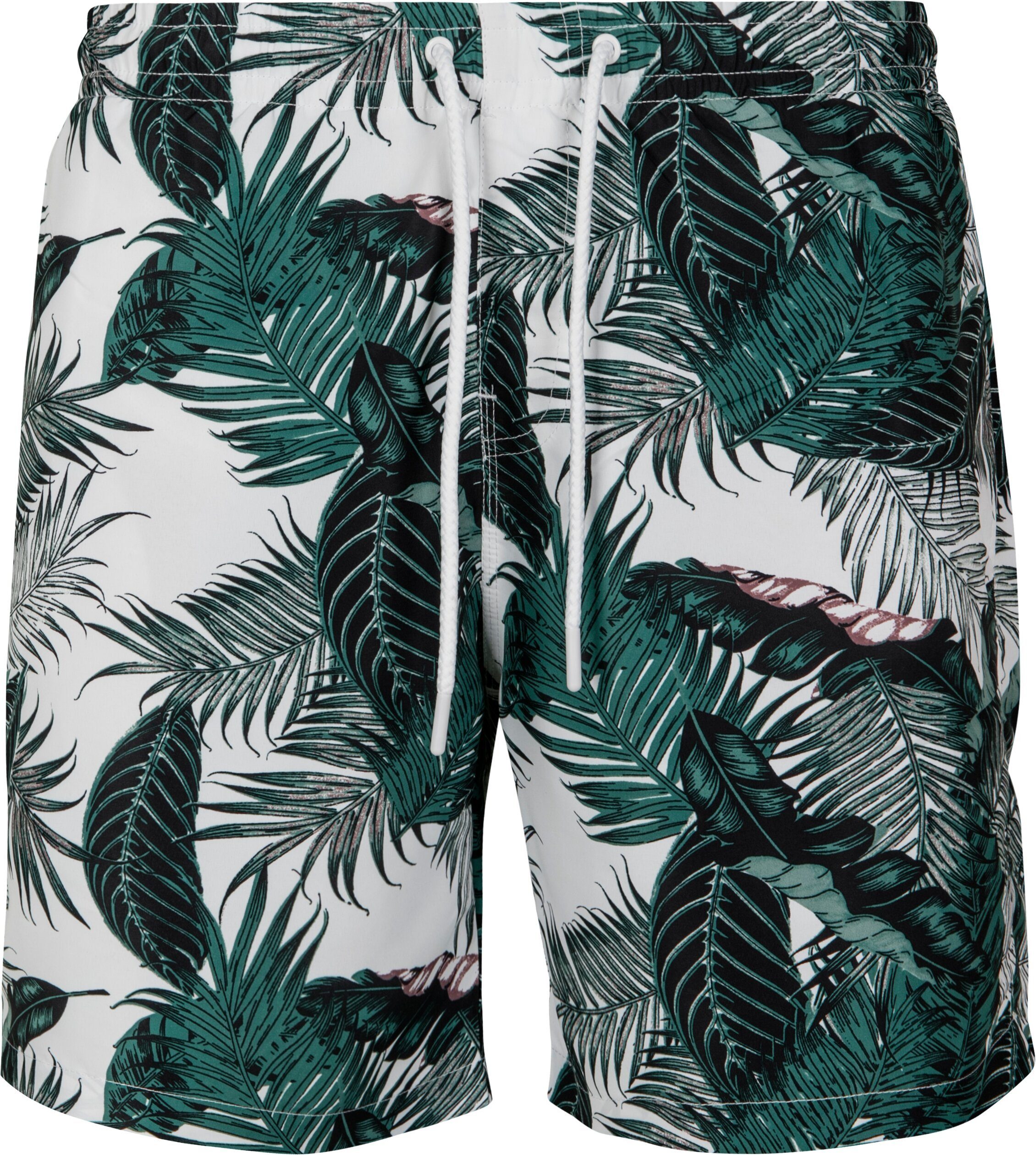 URBAN CLASSICS Badeshorts Herren Pattern Swim Shorts palm leaves | Badeshorts