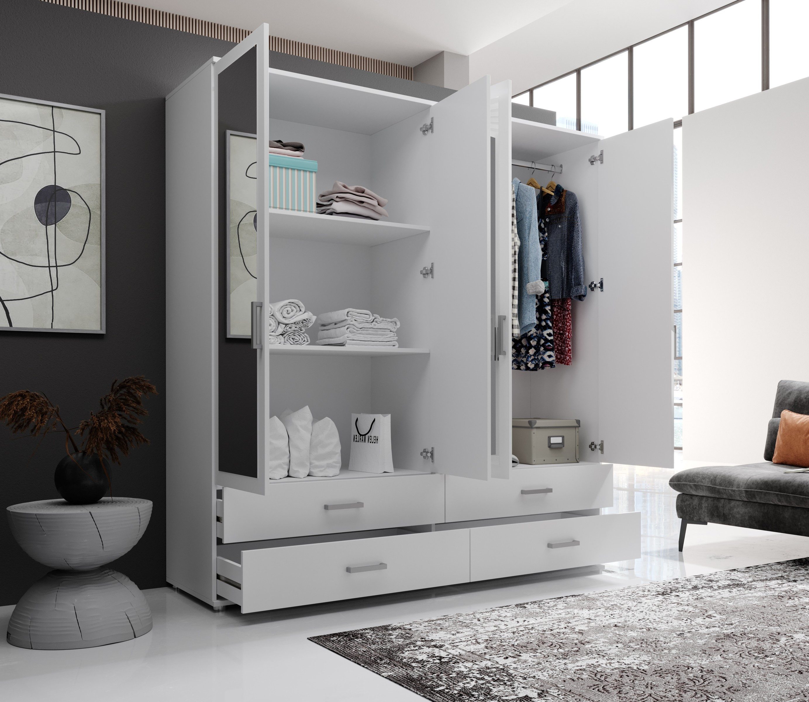 Pol-Power Kleiderschrank 180 x 190 x 51 cm (B/H/T)