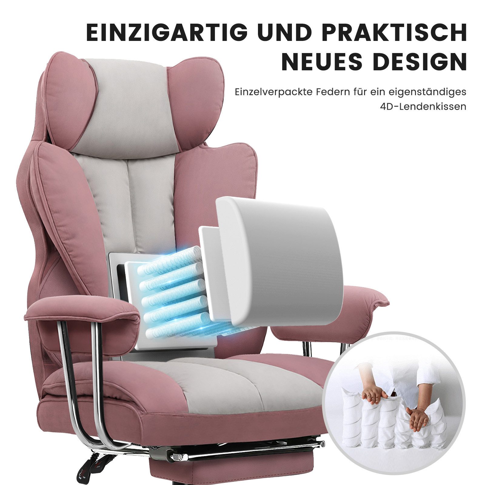 GTPLAYER Gaming-Stuhl Ergonomischer Bürostuhl Gaming Stuhl, Gamer Stuhl 150kg Belastbarkeit (Packung), Schreibtischstuhl Chefsessel mit Fußstütze höhenverstellb – Bild 2 von 5