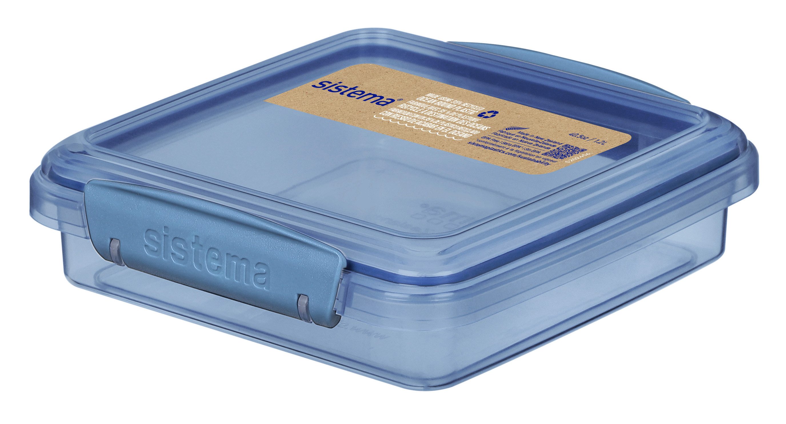 sistema Lunchbox Sistema 450ml Sandwich Box - recycled PP - Mountain Blue