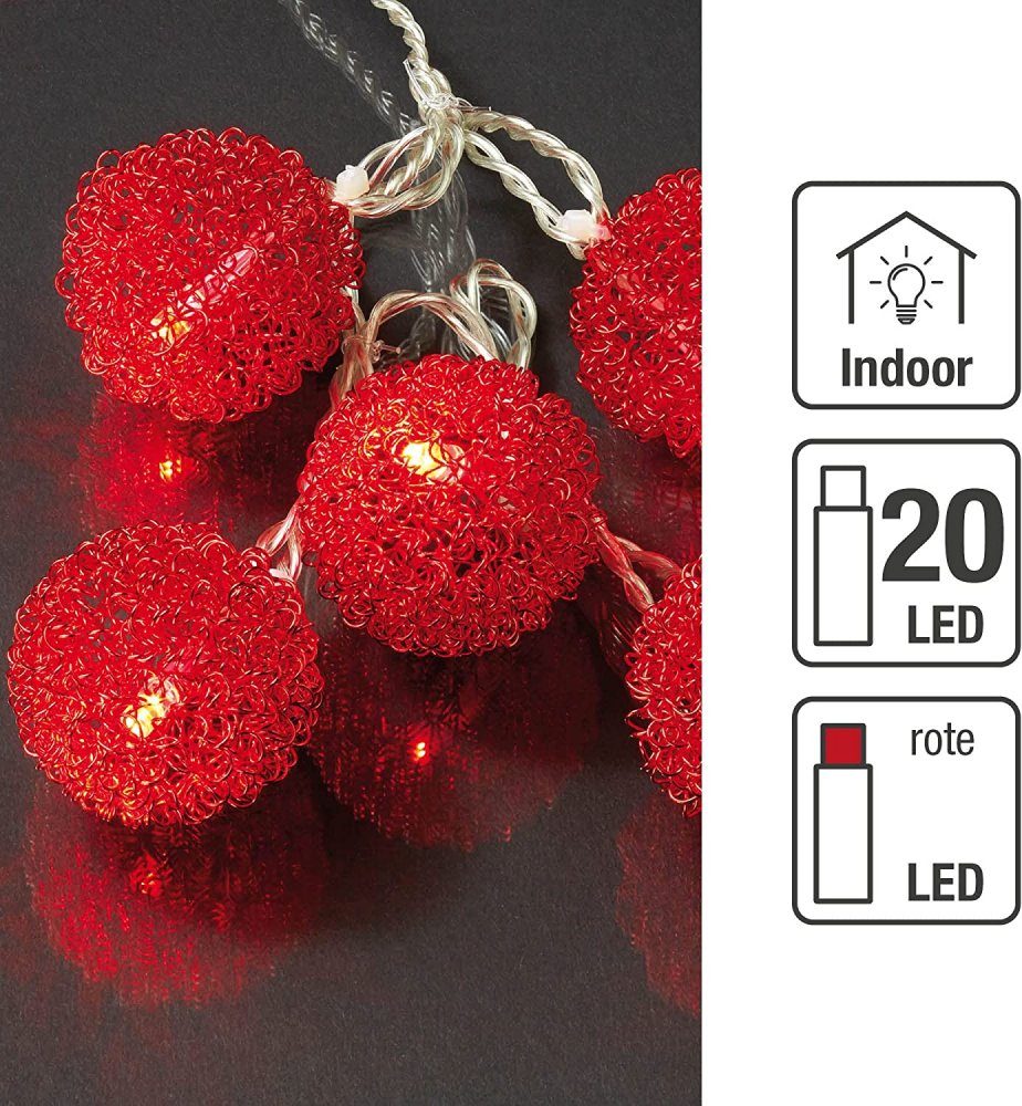 Hellum Lichterkette »Hellum LED-Lichterkette rote Metallbälle 20 BS 