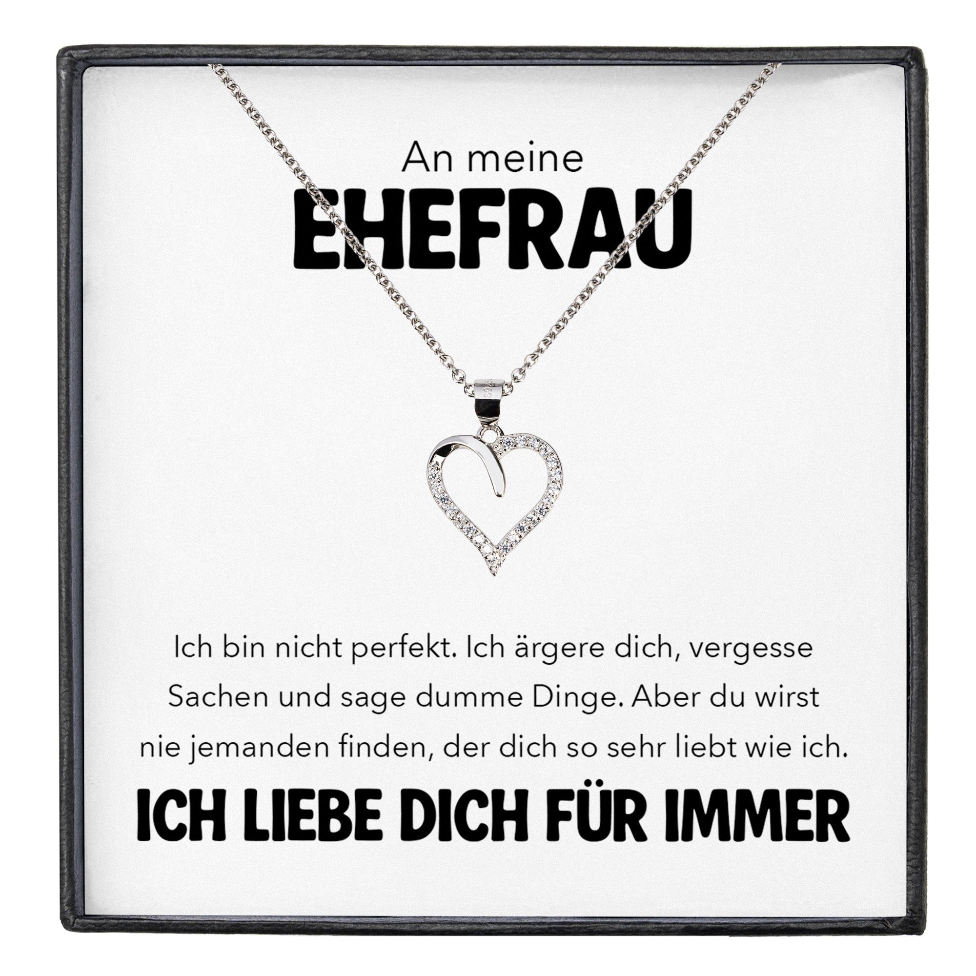 22Feels Schmuckset Hochzeitstag Geschenk Ehefrau Ich Liebe Dich Kette Herz Frauen Damen (inkl. Geschenktasche, Karte, Poliertuch, Beutel), Silber 925/000, Karte Made In Germany