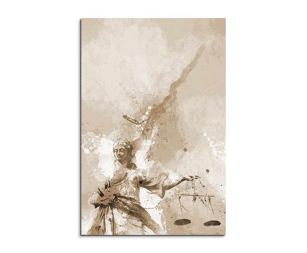 Sinus Art Leinwandbild Justicia 90x60cm Aquarell Art Leinwandbild Sepia