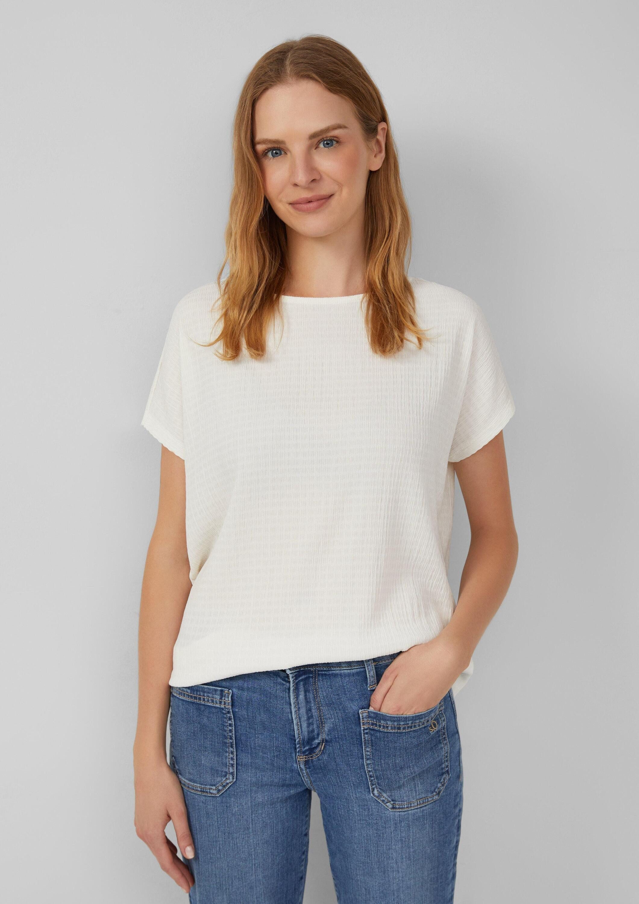 s.Oliver Kurzarmshirt T-Shirt Strukturiertes T-Shirt im Relaxed Fit
