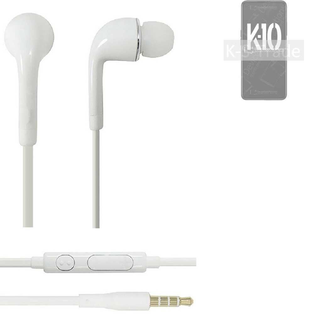 K-S-Trade für Oppo K10 5G China In-Ear-Kopfhörer (Kopfhörer Headset mit Mikrofon u Lautstärkeregler weiß 3,5mm)