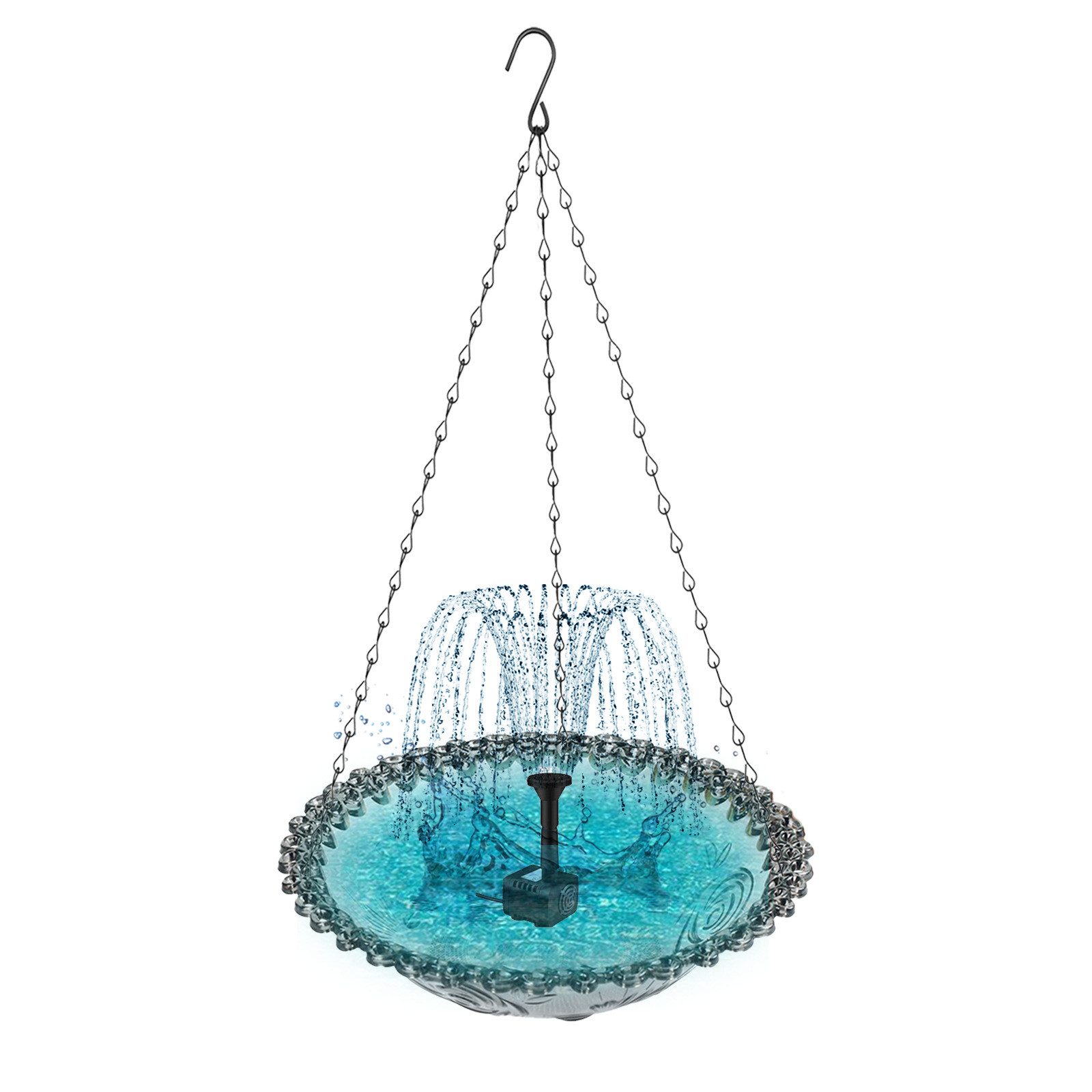 Coonoor Vogeltränke Solar-Vogeltränke mit Brunnen Solarbrunnen Ванны для птиц, hängende Vogeltränke mit Kette für Gartenvögel