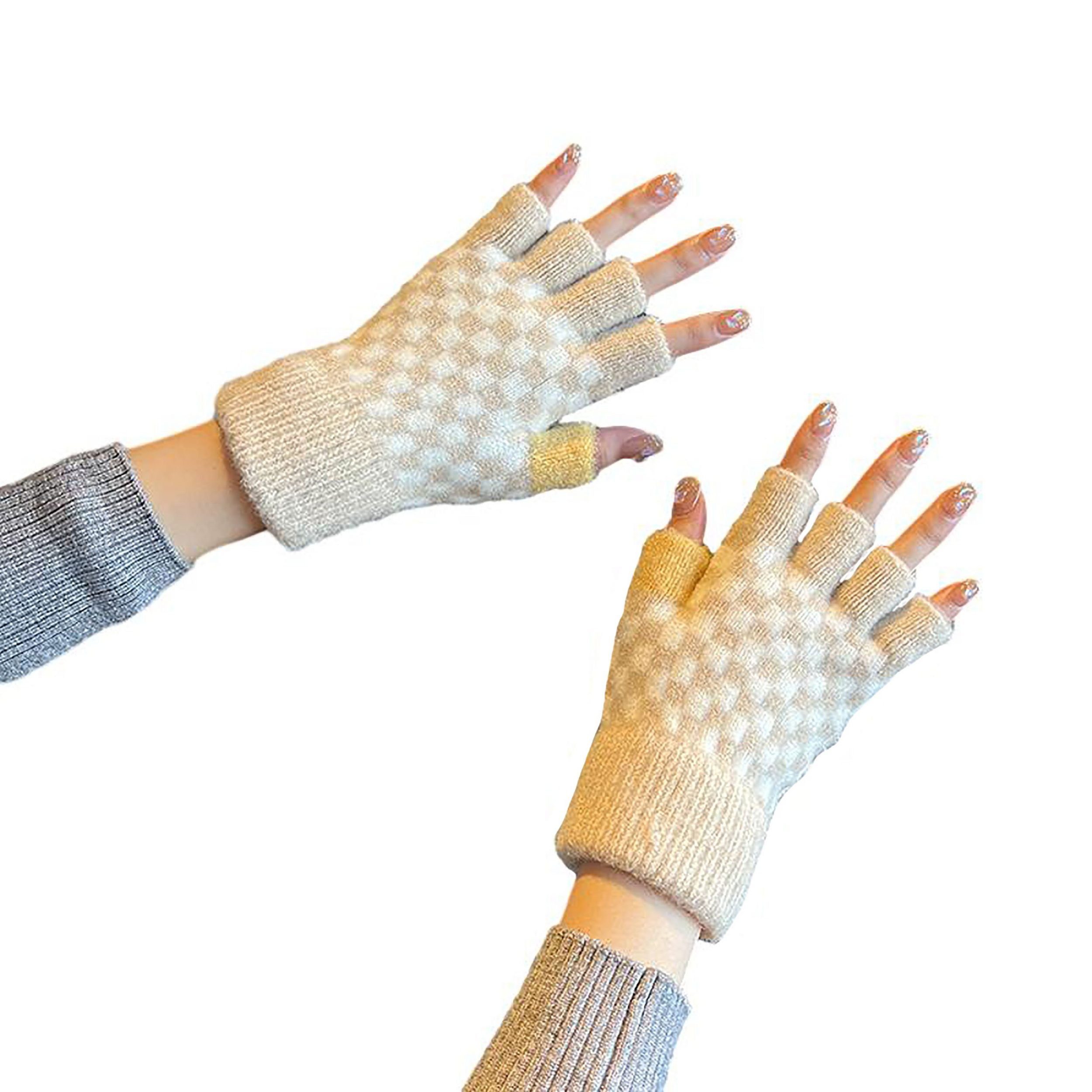 SRRINM Trikot-Handschuhe Gestrickte Halbfingerhandschuhe