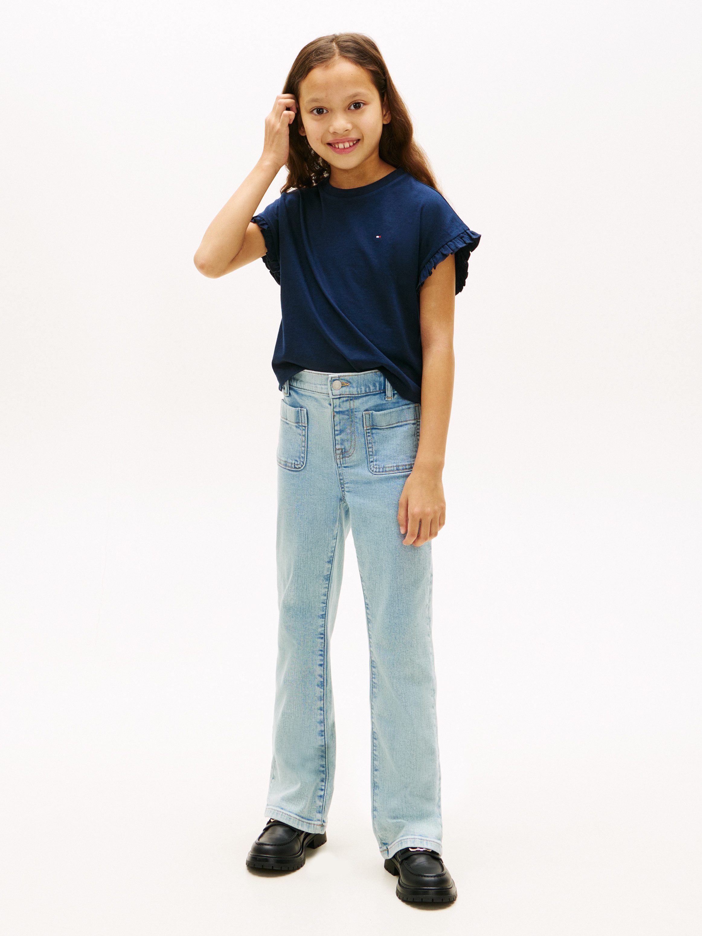 Tommy Hilfiger T-Shirt ESSENTIAL TOP SHORT SLEEVE Kinder bis 16 Jahre, mit Rüschen, relaxed fit