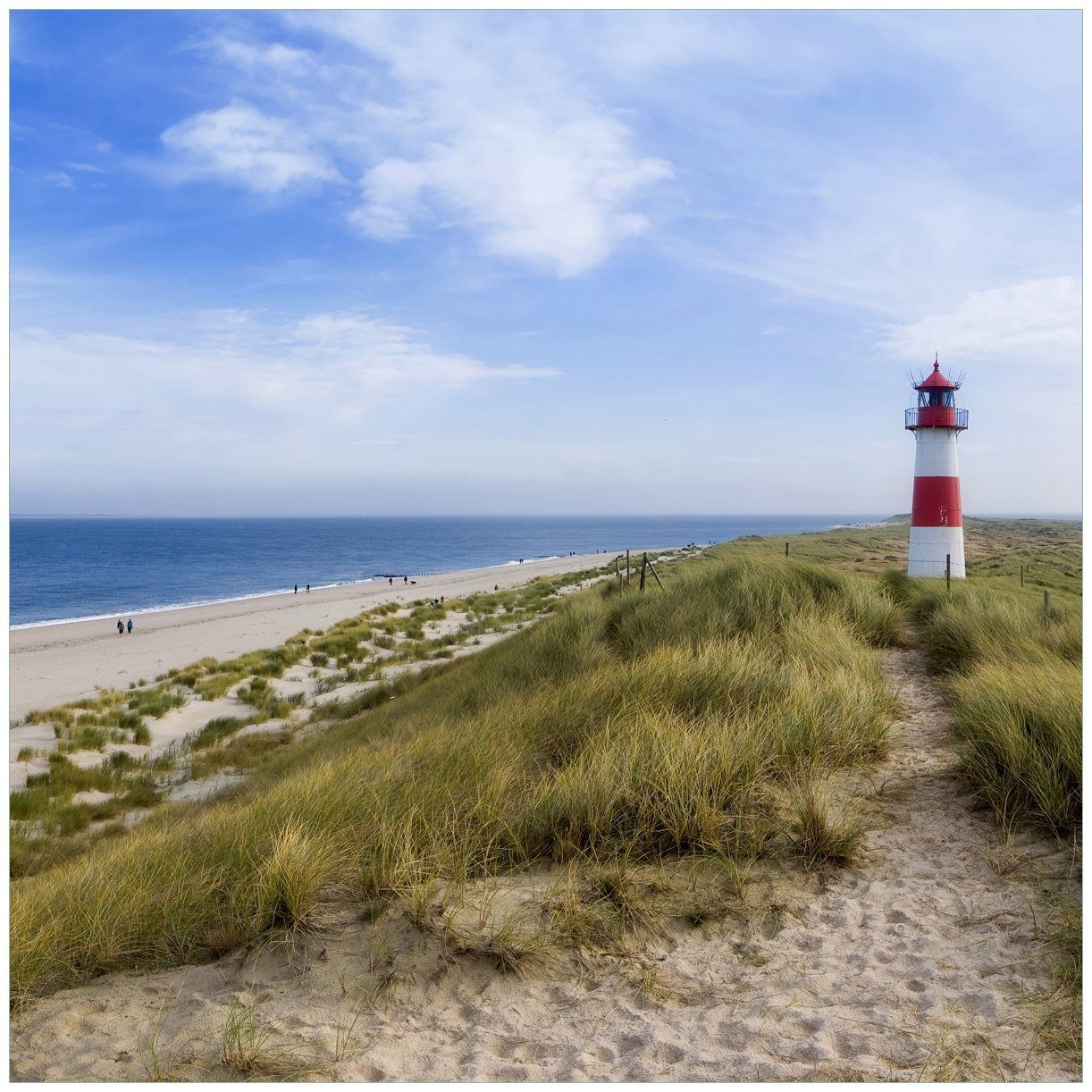 Wallario Tischplatte Am Strand von Sylt Leuchtturm auf der Düne Panorama (1 St), für Ikea Lack Tisch geeignet