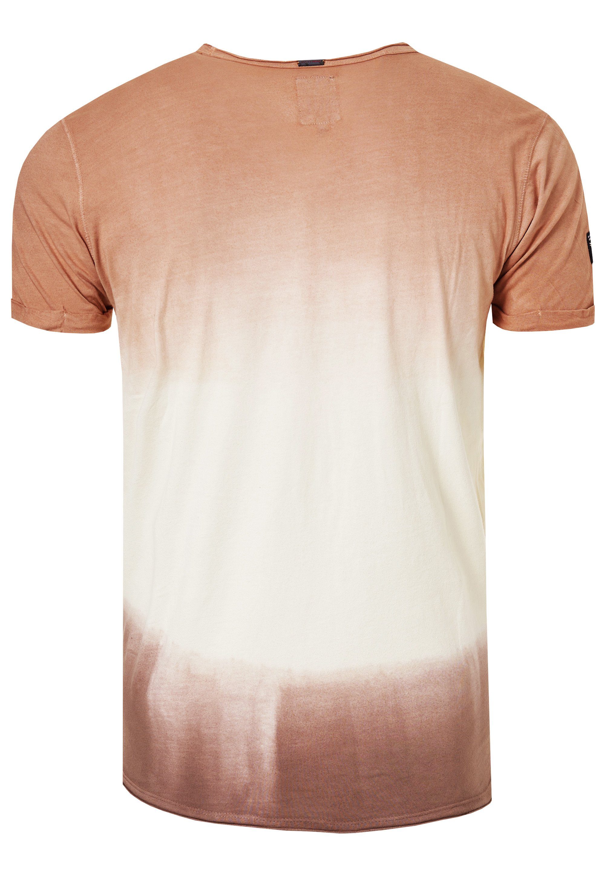 Rusty Used-Optik toller braun-weiß T-Shirt in Neal