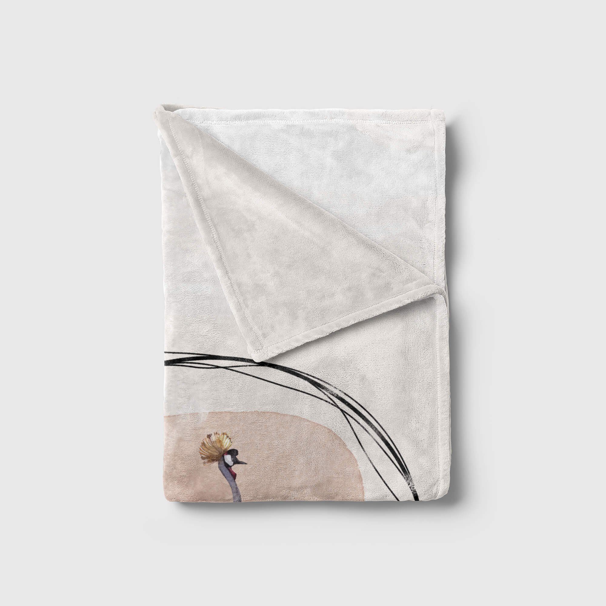 Sinus Art Handtücher Handtuch groß Baumwolle-Polyester-Mix Motiv Pastelltöne Pastelltöne, Handtuch Kranich Saunatuch Kuscheldecke (1-St), Kunstvoll Strandhandtuch