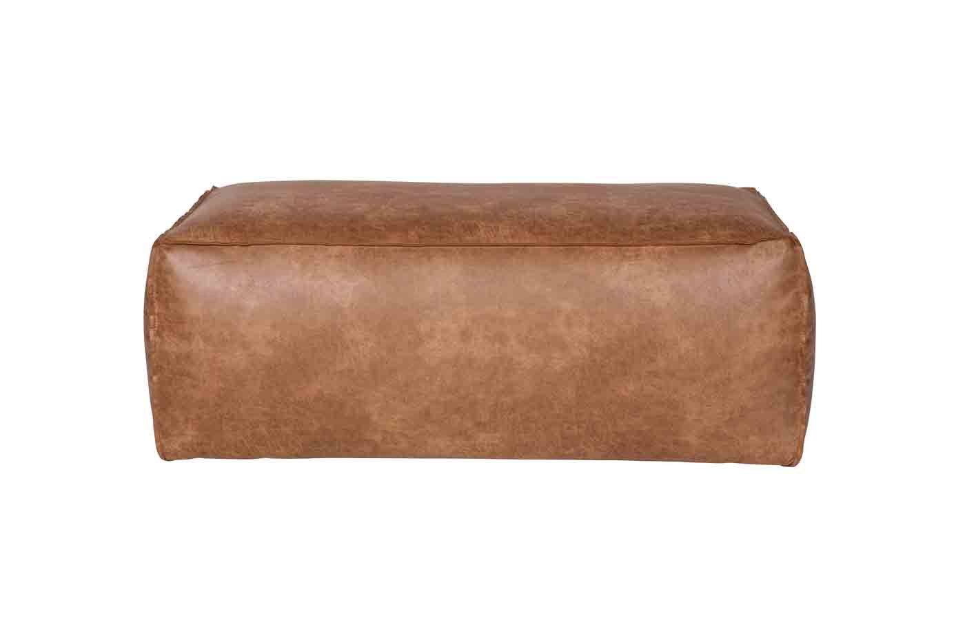 WOOOD Pouf Rodeo Lederoptik, Cognac