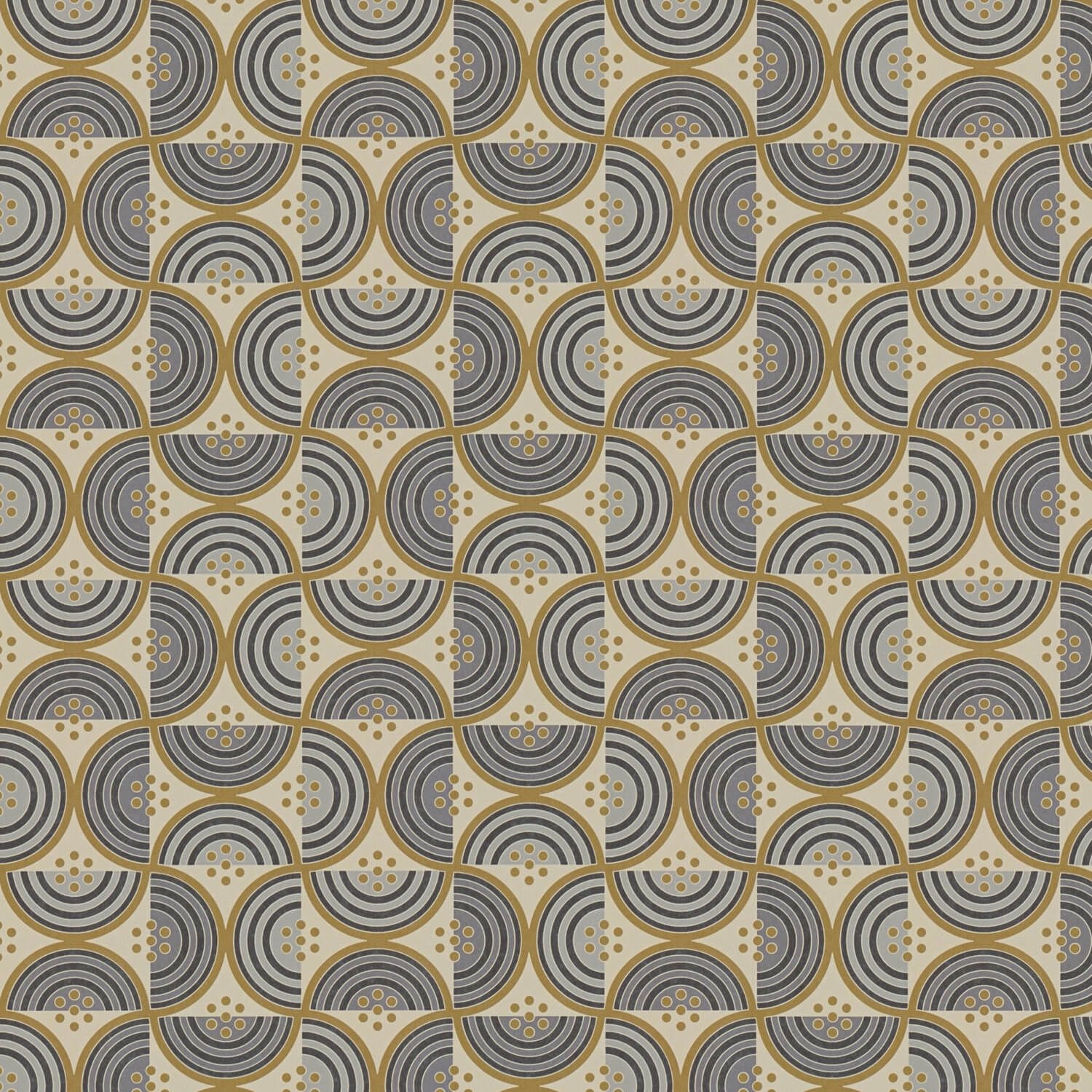 Profhome Vliestapete 390613-GU Retro Tapete geometrisch matt oliv oliv-gelb beige, glatt, (1 Rolle, 5,33 qm), Vliestapete, olivgrün