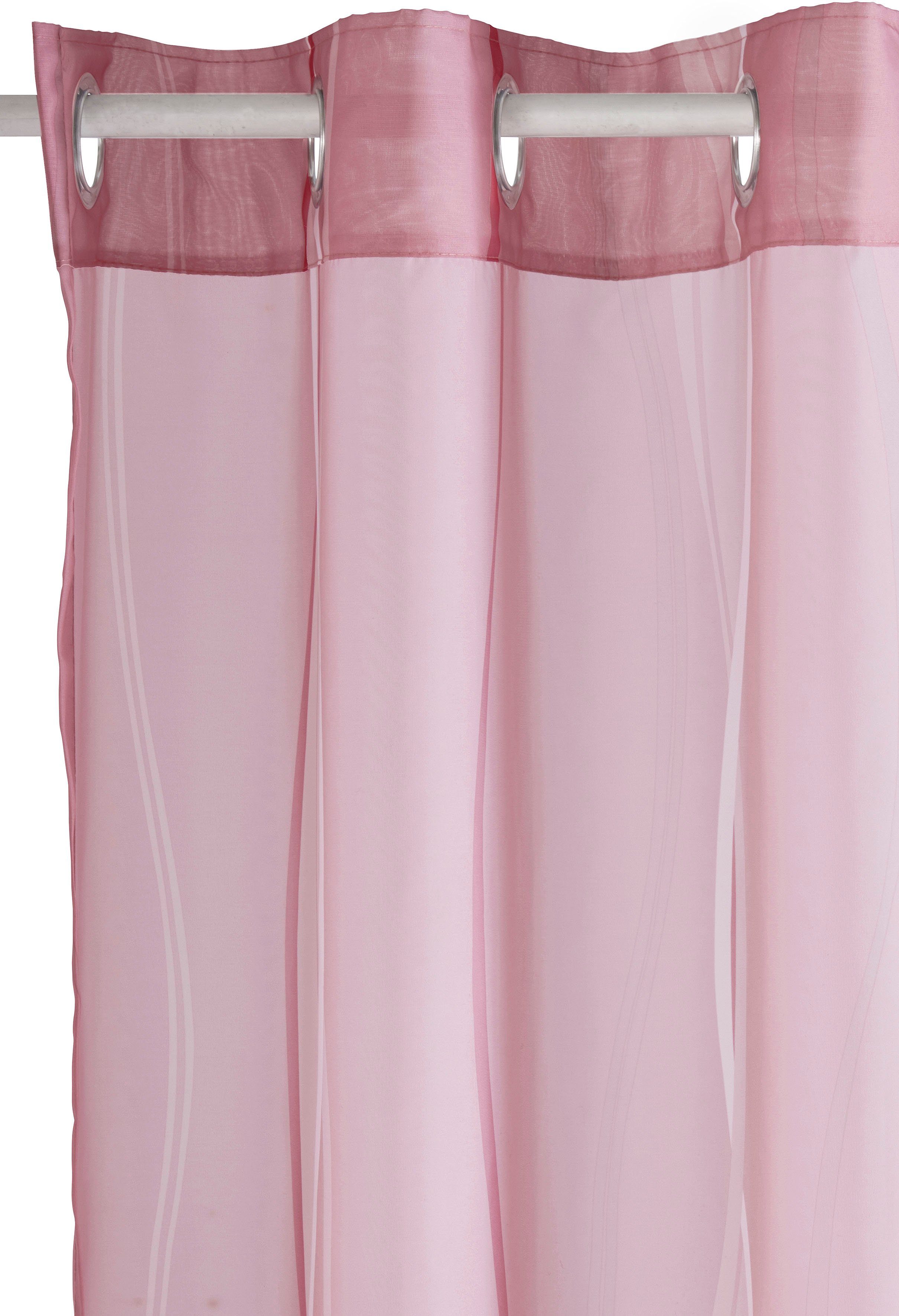 Gardine Dimona, my home, rosé transparent, Voile, Ösen 2er-Set, Polyester (2 transparent, Voile, St)