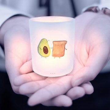 Mr. & Mrs. Panda Windlicht Avocado Toast - Transparent - Geschenk, Teelichtglas, Gesund, Windlic (1 St), Hochwertiges Material