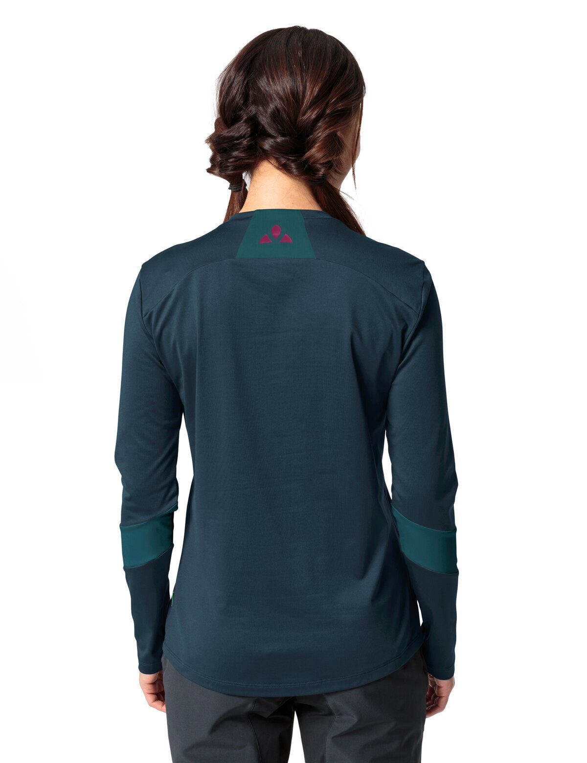Green (1-tlg) Rundhalspullover LS Shirt Shape Women's Qimsa VAUDE sea Logo dark