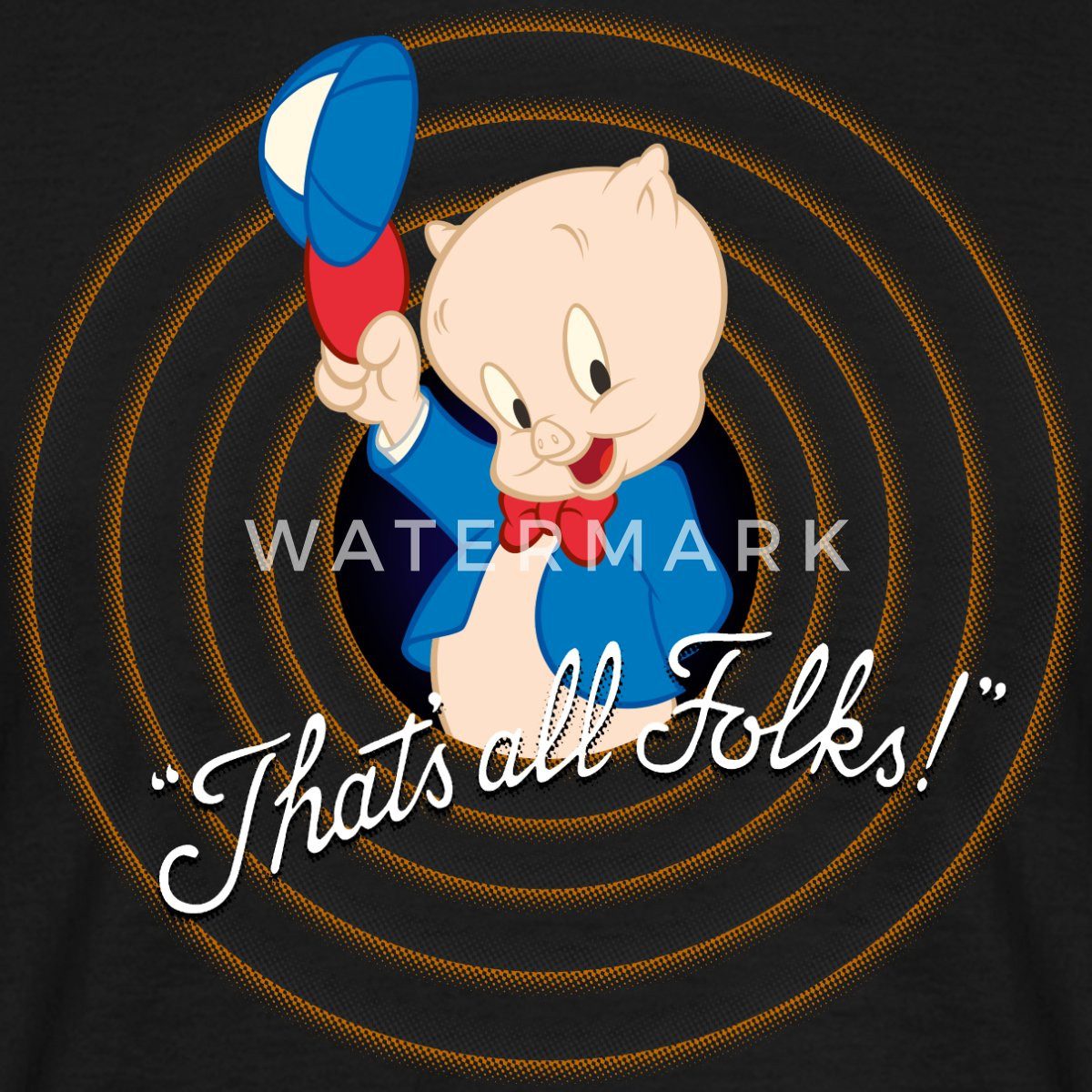 Spreadshirt T-Shirt Looney Tunes Schweinchen Dick Thats All Folks Männer T-Shirt (1-tlg)