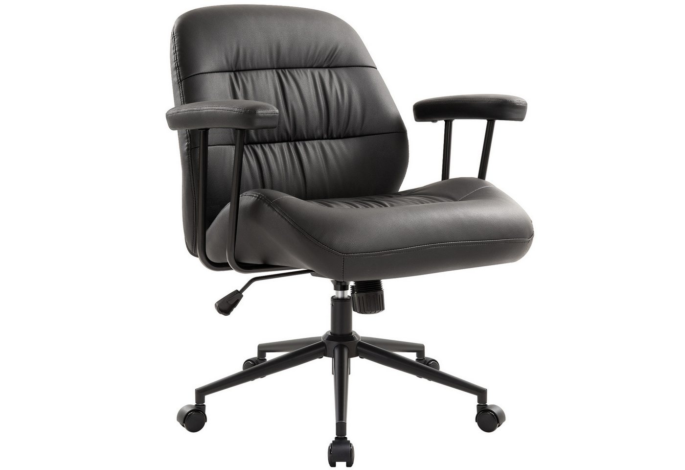 IWMH Bürostuhl Drehstuhl mit abnehmbarer Armlehnen, (Ergonomisch Schreibtsichstuhl), Kunstleder Schminktisch Stuhl, Höhenverstellbar Homeoffice Stuhl