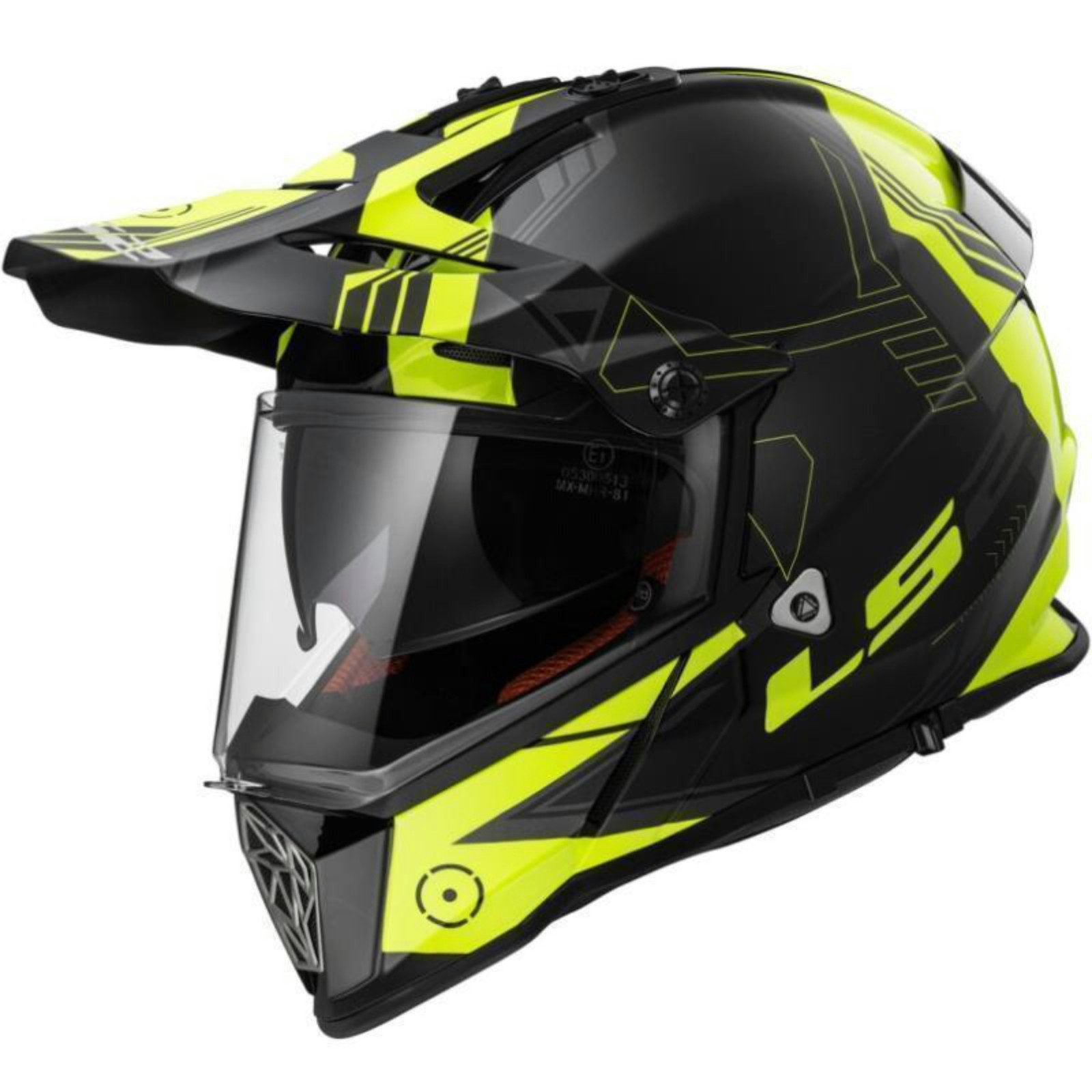 LS2 Motorradhelm LS 2 Pioneer MX436 Trigger schwarz / neongelb (1er Set)