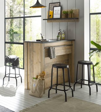 Furn.Design Küchenbuffet Stove (Küche in Used Wood und Anthrazit, Set 6-teilig) mit Schwebetüren und Soft-Close-Funktion