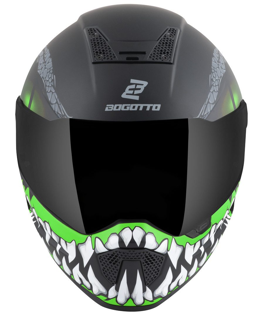 Bogotto Motorradhelm Rapto Reptile Helm, vorbereitet für Kommunikationssystem