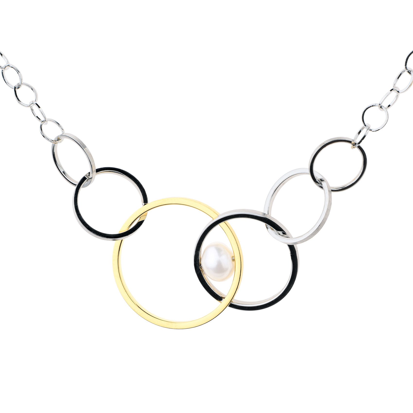 Ernstes Design Collierkettchen Ernstes Design Collier Edelstahl mit Perle K857.50 50 cm Rund