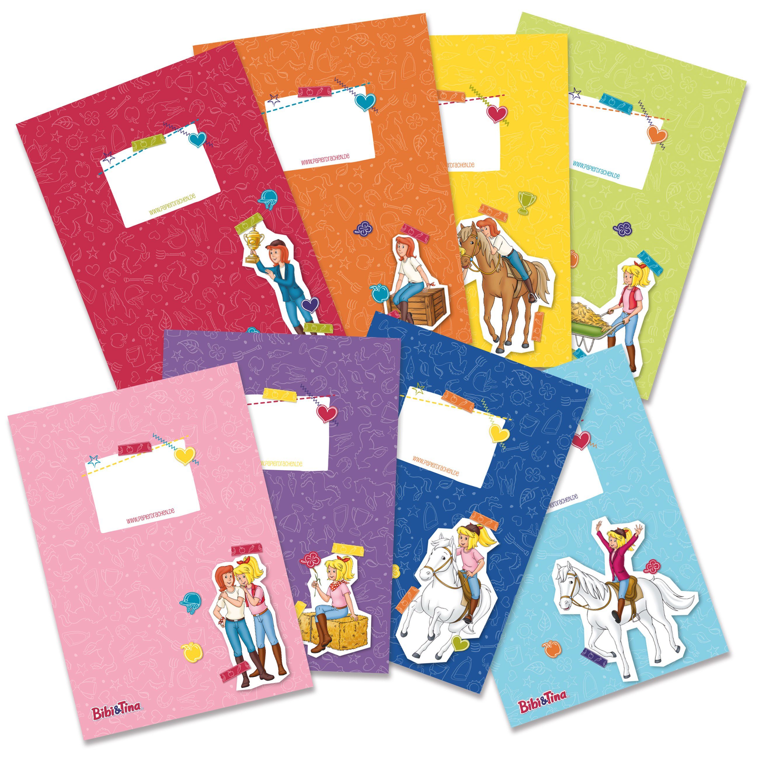 PAPIERDRACHEN Schulheft Papierheftumschläge DIN A5 - in tollen Designs - Schulanfang, aus stabilem 250g Papier
