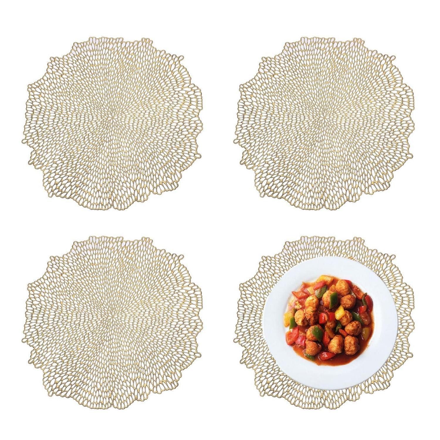LuxusKollektion Platzset Platzset Rund Gold 4 Stk. 38cm Durchmesser, (4-St)